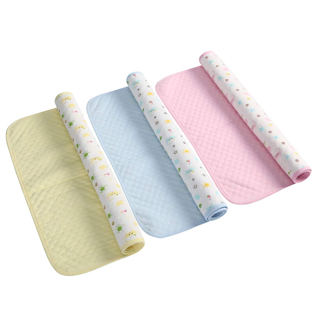 MBJERRY Waterproof Changing Pads Portable - Breathable Leak Proof Mattress Pad Protector Baby Changing Mat for Toddler, Kids Pack of 3 (M (27.5 x 19.7 Inch))