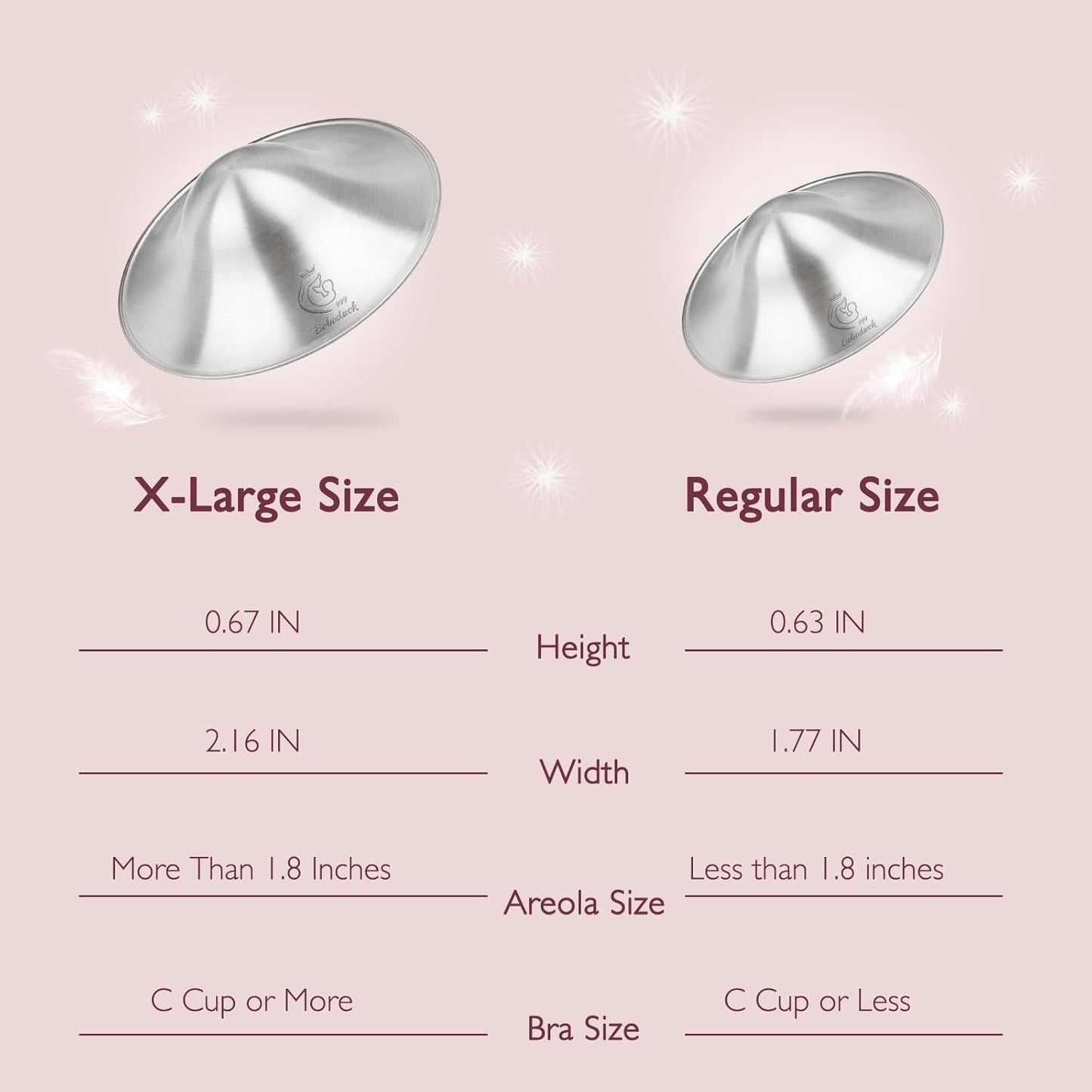 Boboduck The Original Silver Nursing Cups - 999 Silver Nipple Covers Breastfeeding - Protect and Soothe Sore Nipples - Breastfeeding Essentials Silver Nipple Guards with Soft Silicone Ring (Regular)