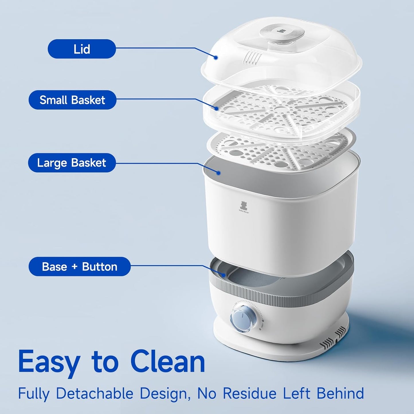 Snow Bear Baby Bottle Sterilizer and Dryer, 6-in-1 Electric Steam Bottle Sterilizer for Baby Bottle & Pacifiers, Breast Pump Parts, Large Capacity 13 Bottles, Fast Drying, Easy to Clean