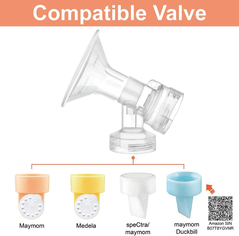 Maymom Breast Pump Kit Compatible with Medela Pump in Style Advanced Pump; 2xTwo-Piece 24mm Breastshield, 2 Valve, 4 Membrane, 2 Replacement Tubing; Replacement Part for Medela Shield, Medela Valve