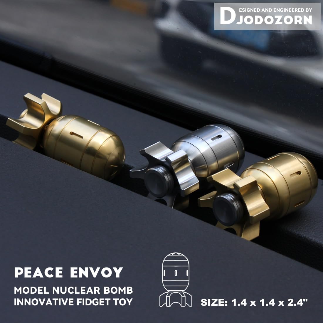 Atomic Bomb Fidget Toys, Metal Fidget Spinners, 3 in 1 Executive Desk Toy, EDC Clicker, Office Sculpture Home Decor, Stress Relief, Gifts for Teens Men Adults (Brass)