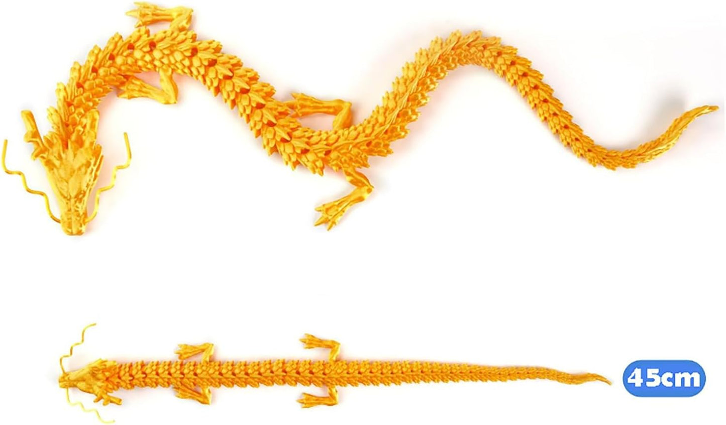 3D Printed Dragon Fidget Toy, 18in Surprise Mystery Dragon, Crystal Dragon Fidget Toy, Articulated Pye Dragon Fish/Display Cabinet/Home/Office Desktop Decor (Light Blue)