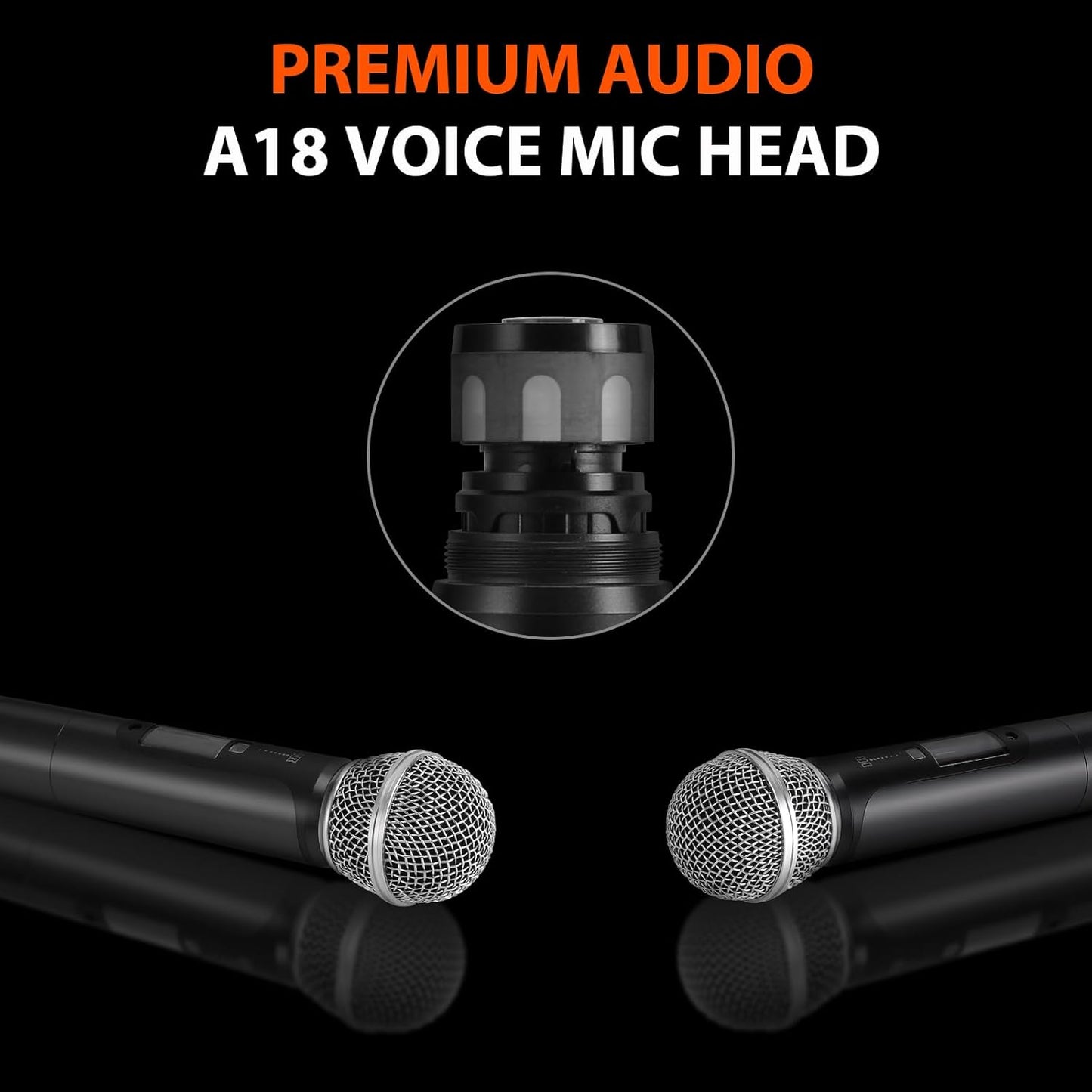 4 Channel Wireless Microphones System, Quad UHF Cordless Mic Set,4 * 40 Groups Metal Handheld Dynamic, Auto Scan, Long Range 200-300Ft,16 Hours Use for Church,Singing Bands (WM500)