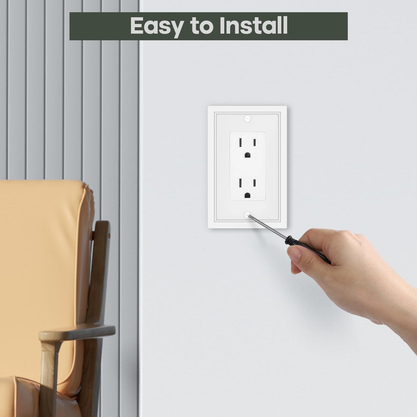 4 Pack Single Decorator Switch Cover Plate White Classic Decorative Decorator Switch Plates Cover 1 Gang Rocker Wall Plate Cover for Duplex Toggle