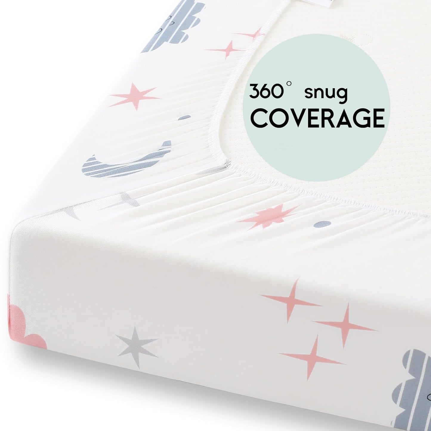 Yoofoss Pack and Play Sheets Fitted, Mini Crib Sheets 2-Pack for Pack N Play Mattress, Stretchy Playard Sheet, Soft and Breathable (Cloud)