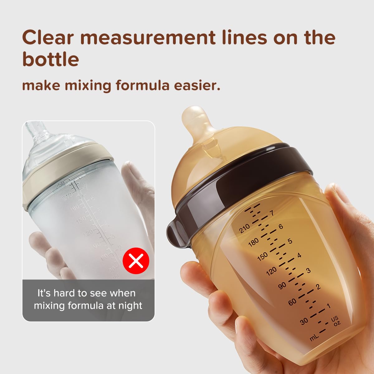 Silicone Natural Breast-Like Bottle with Nipple(0-3 Months),8oz,1pack