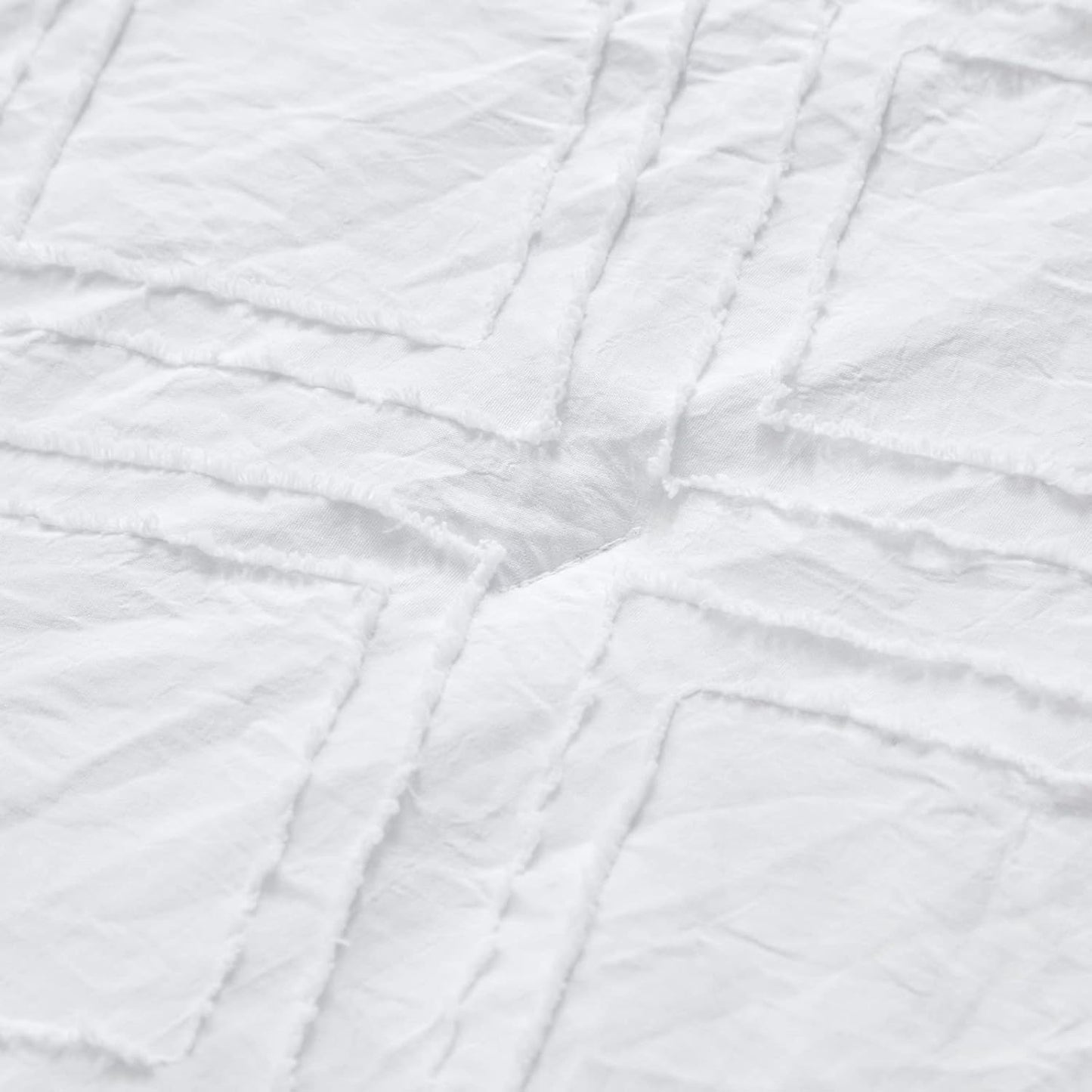 Mini Crib Bedding Set 3 Pieces Baby Boho Quilted Tufted Ruffles Comforter with Fitted Sheet and Ruffled Bed Skirt - Cute Shabby Baby Bedding Fits Mini Crib Only White