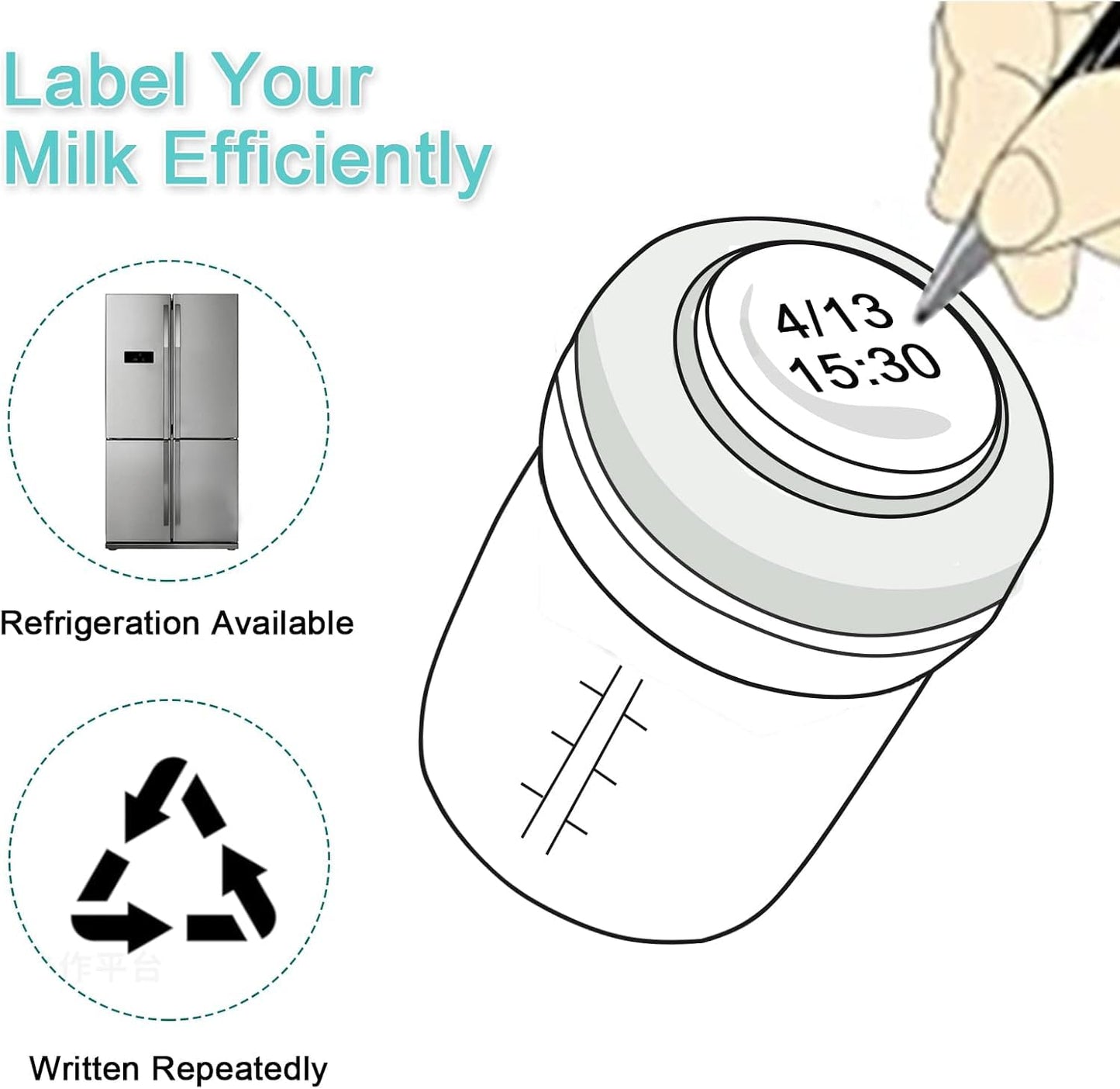 COMI Wide Neck Glass Breastmilk Collection n Storage Bottle, 6oz with Screw Ring Sealing Disk; Re-markable Sealing Disc. BPA Free, Fits Breast Pumps & Nipples (Pink Lids)