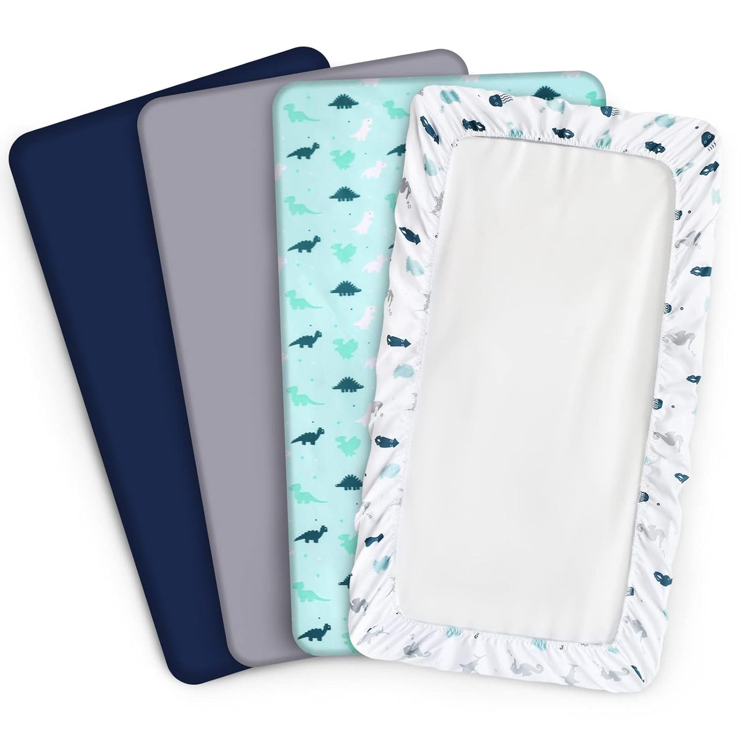 Bassinet Sheet 4 Pack for Baby Boys, Bassinet Sheets Ultra Soft Universal Fit for Most Rectangle, Oval, Hourglass Bassinet Mattress, Bassinet Sheets, Navy