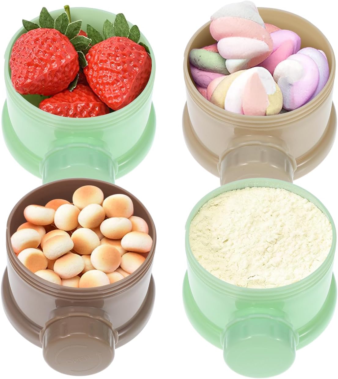 IMIKEYA Stackable Formula Dispenser - 4-Layer Milk Powder Container for Travel Light Green