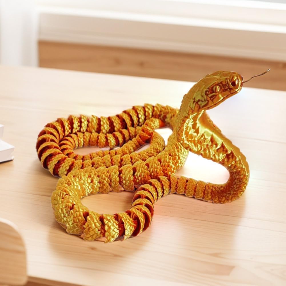 3D Printed Snake Cobra-3D Printed Animals Fidget Toy Creative 3D Printed Animals Articulated Snake Collectibles Home Office Executive Desk Decor
