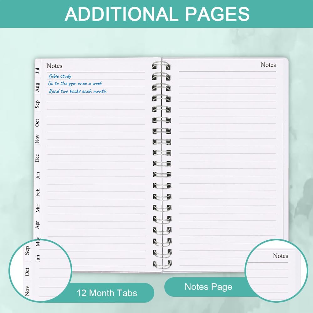 2025-2026 Pocket Planner, A6 Weekly Planner with Monthly Tabs, Run Jul 2025-Jun 2026, Elastic Closure, Twin-Wire Binding, Easy to Organize Your Daily Life, 3.75 x 6.75 In, Pocket Planners 2025 2026