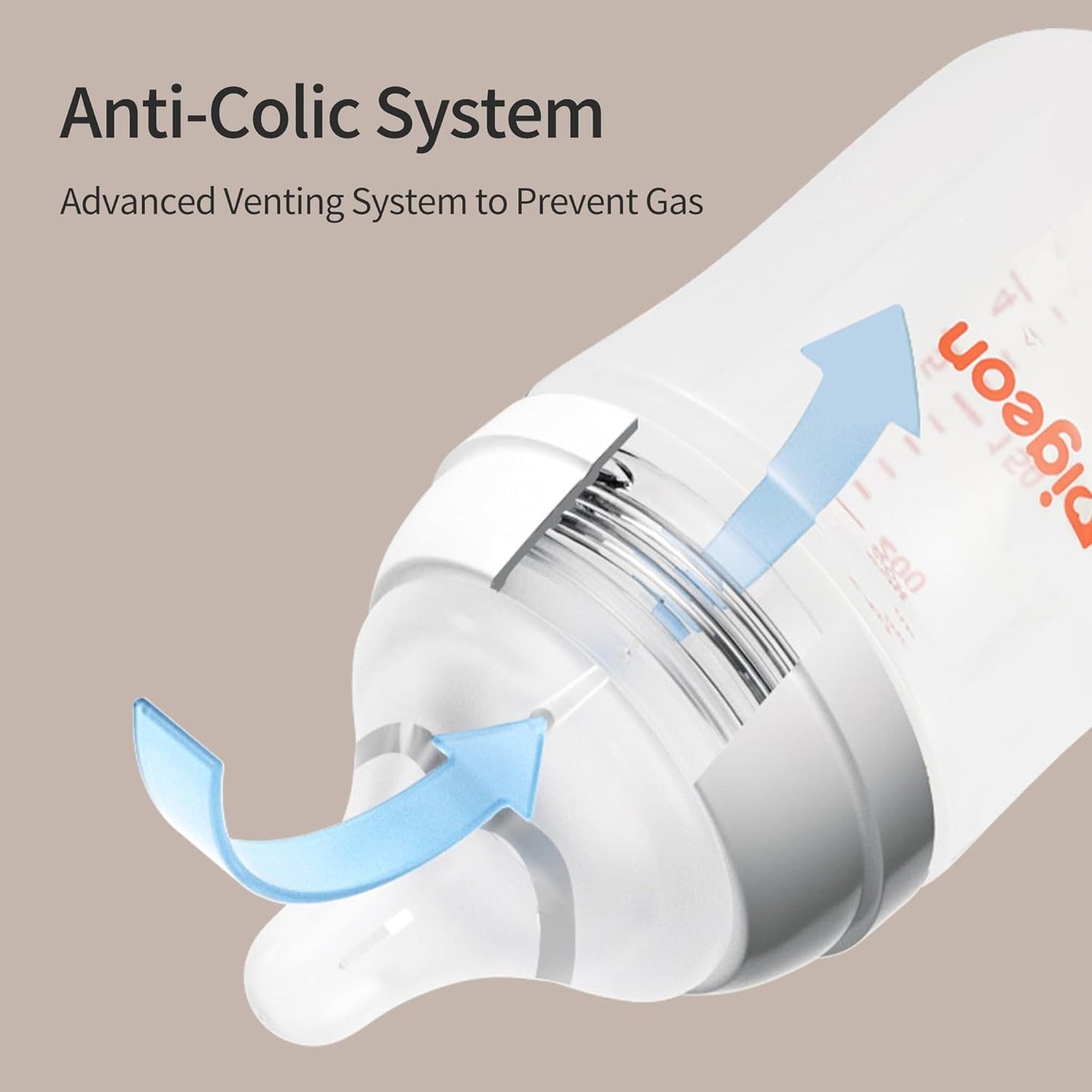 Pigeon PP Nursing Bottle Wide Neck, Anti-Colic, Streamlined Body, Natural Feel, Easy to Clean, 8.1 Oz(Pack of 4), Includes 4pcs M Nipples (3m+)