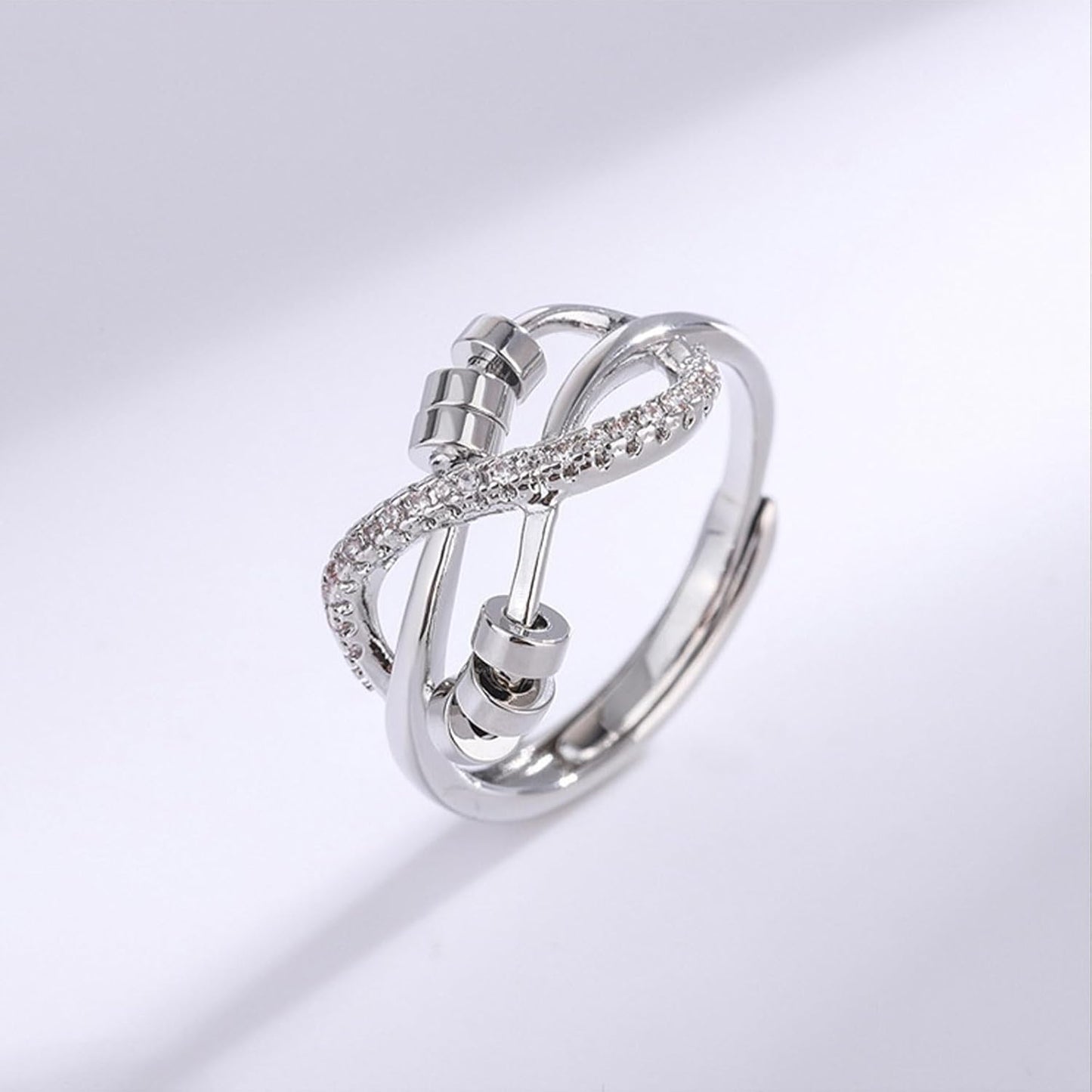 INFUSEU Funny Spinner Fidget Rings for Women Girls Anti Anxiety Stress Worry, Adjustable Size