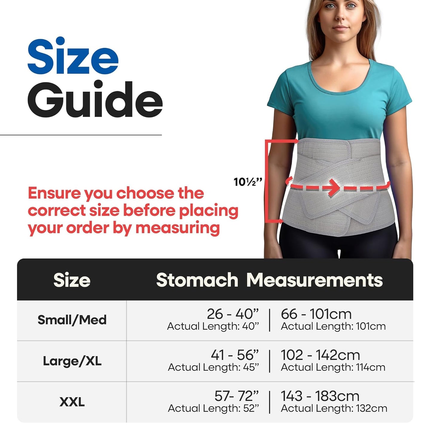 Abdominal Binder Post Surgery Tummy Tuck - Plus Size Postpartum Belly Band Wrap | Post C Section Belly Binder Recovery | Stomach Hernia Belt For Men or Women After Pregnancy, Hysterectomy XXL