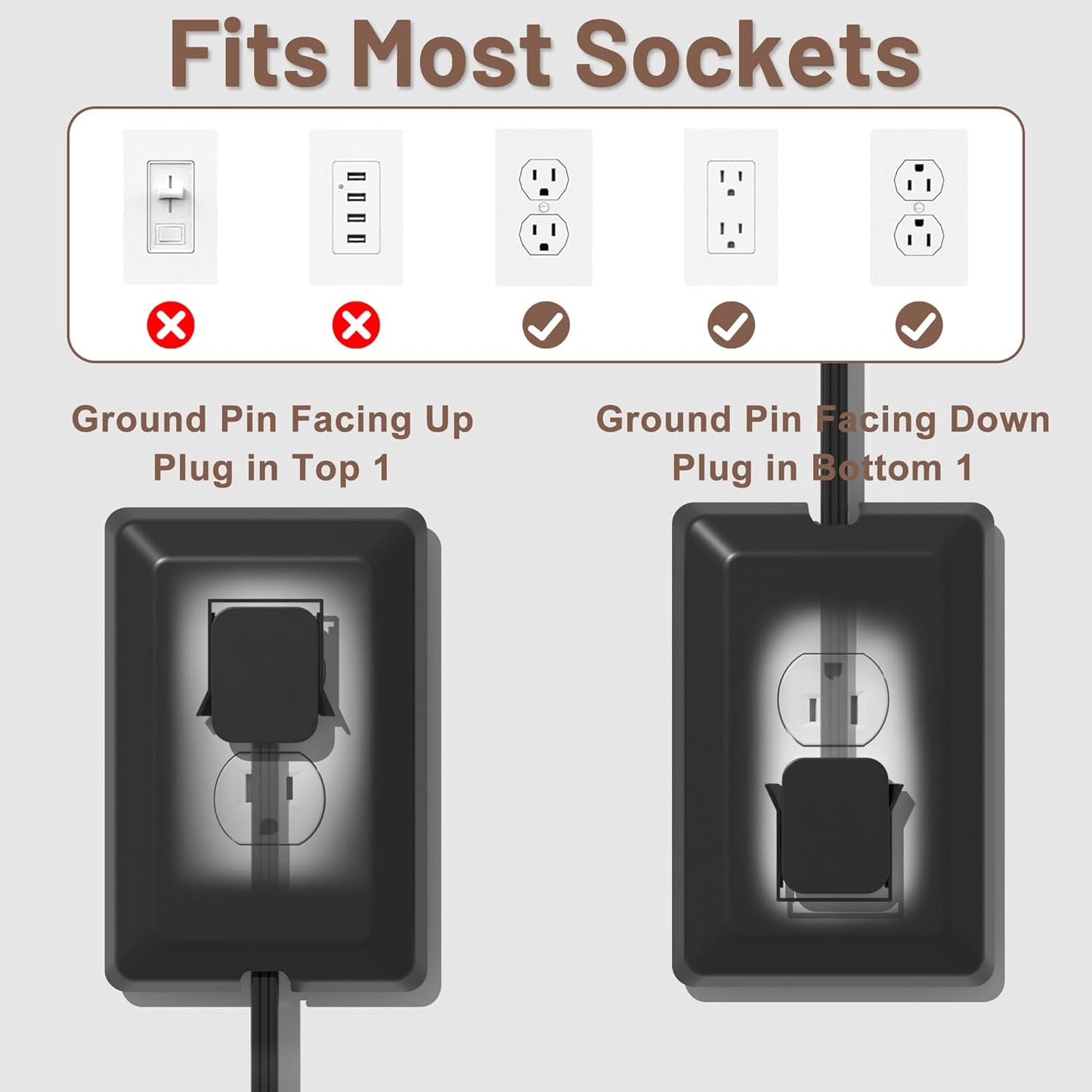 8FT Flat Plug Extension Cord with Cord Concealer Kit,3 Outlet Power Strip,Wall Extension Cord with Flat Plug for Baby Protection,Universal Size for Home,Bathroom with ETL Listed,Black