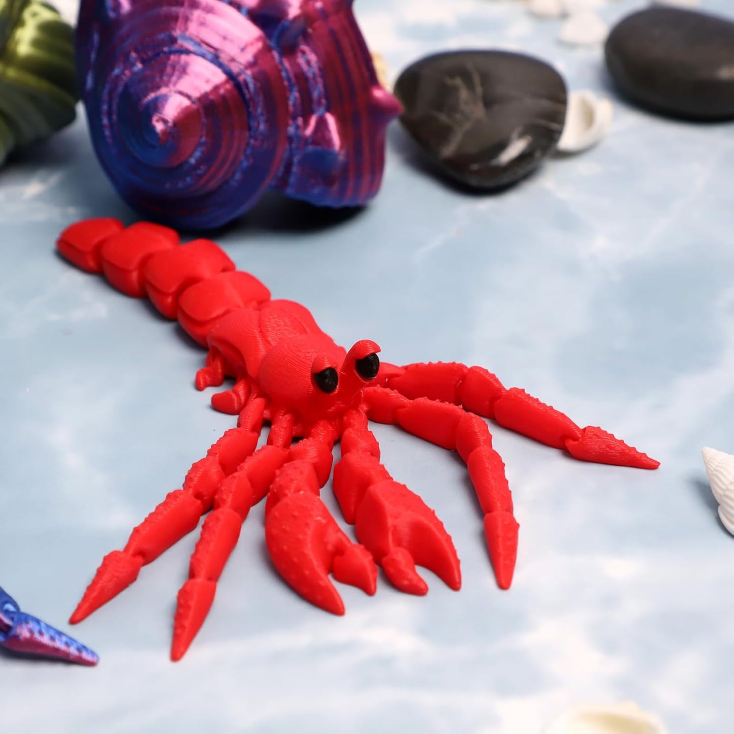 3D Printed Hermit Crab Animal,Full Articulated Flexible Crystal Hermit Crab, Adults Fidget Toys for Autism ADHD, 3D Printed Stuff Animals Toy, Crab Toy, Octopus Toy, Home Office Decor (Red)