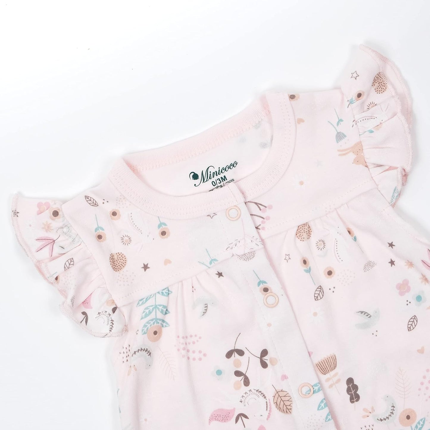 3-pack 100% Cotton Baby Girl Rompers, 0-24 months Ruffle Sleeve Toddler Romper Summer Clothes Set