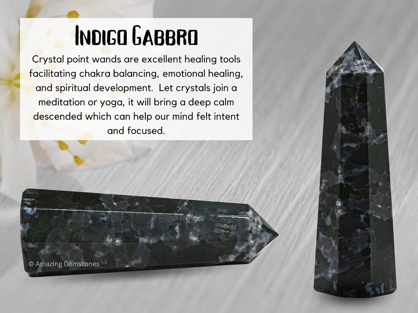Amazing Gemstone Indigo Gabbro Crystal Towers - Natural Healing Crystal Point Obelisk for Reiki Healing and Crystal Grid (2 Inch to 3 Inch)