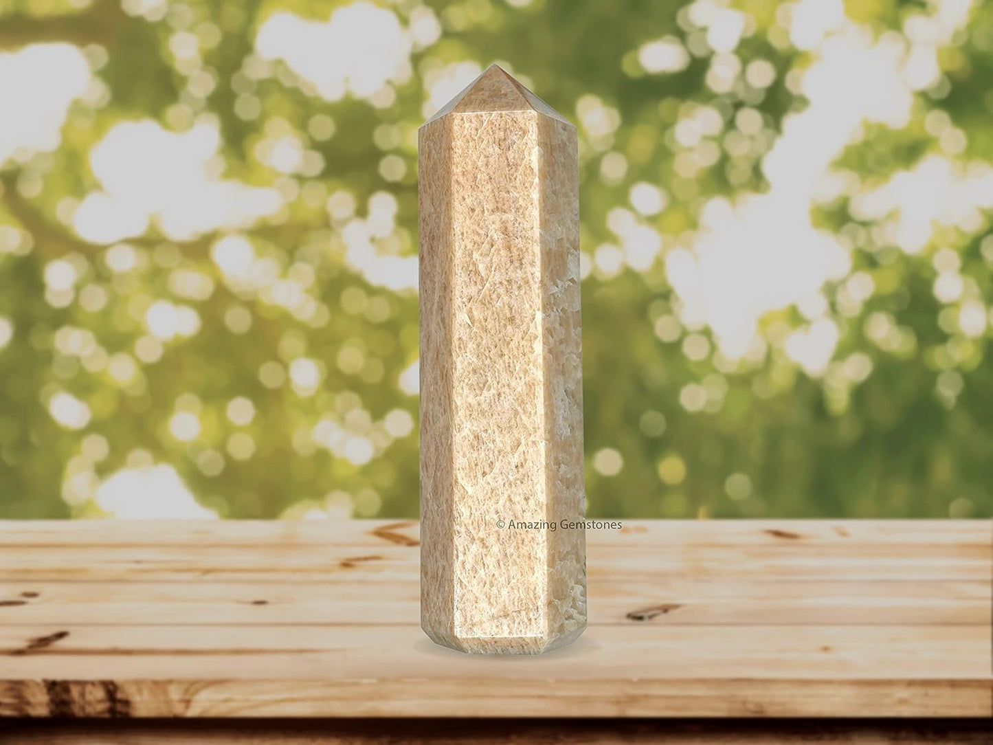 Amazing Gemstone Large Cream Moonstone Crystal Towers ~ Natural Healing Crystal Point Obelisk for Reiki Healing and Crystal Grid (5.5 to 6 INCH)
