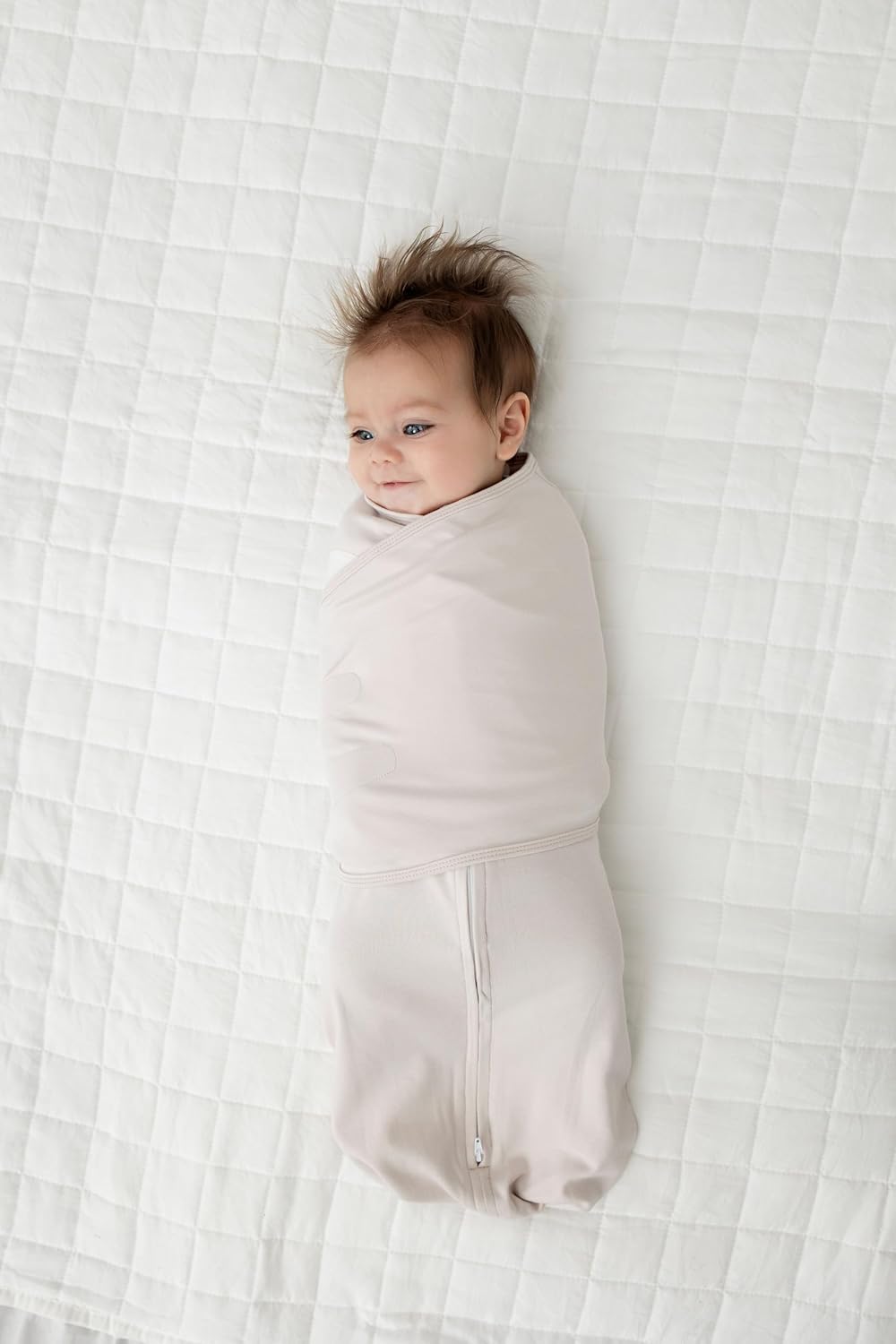 LullaBaby "Double Dream Swaddle: Exclusive Dual Wing Design, Pediatrician-Endorsed, Ultra-Soft Cotton, 2-4 Months, 12-20 lbs - White Sand