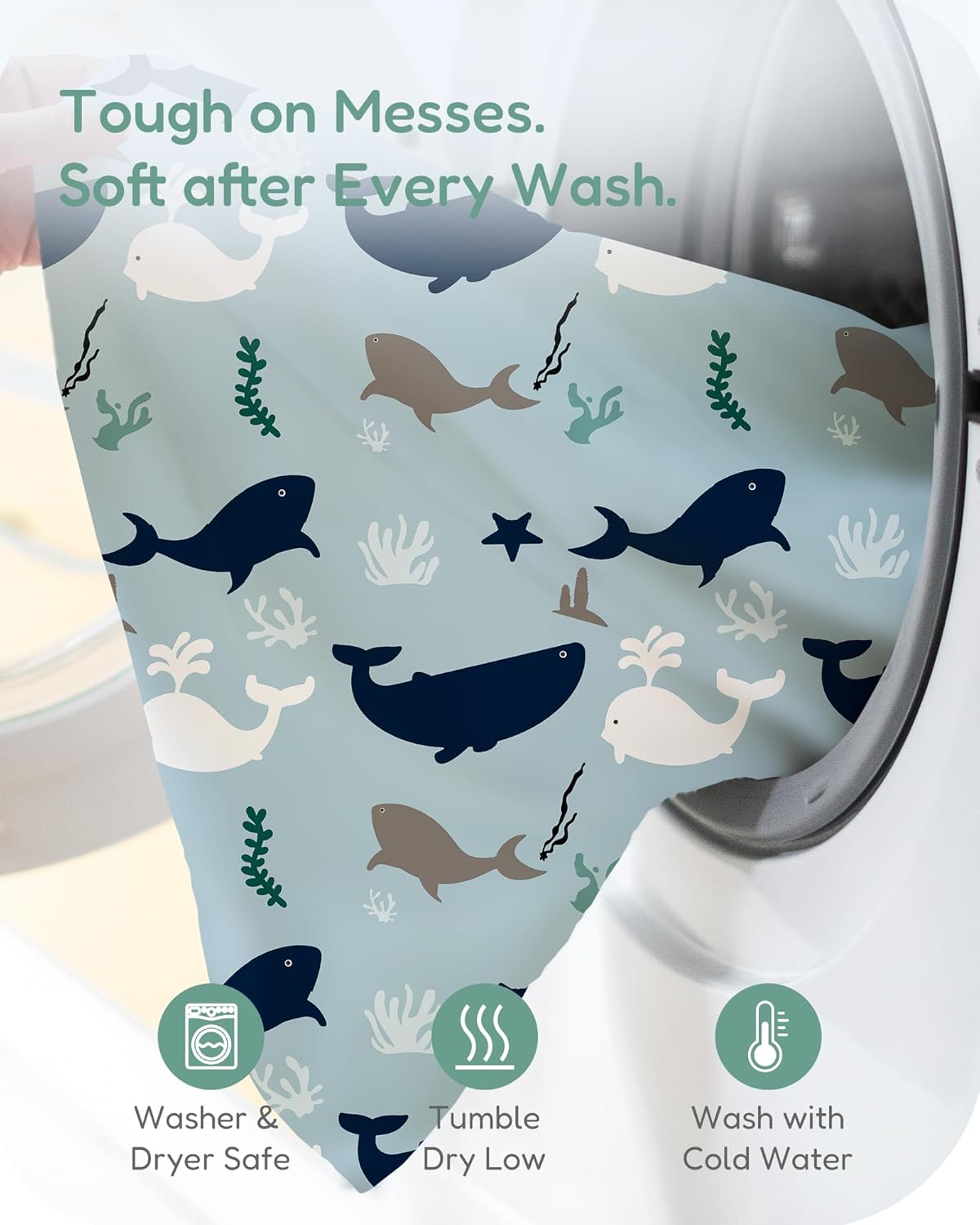 Pack and Play Sheets Fitted, Navy Whale+Blue, Ultra Soft, Breathable and Cozy, Hypoallergenic, 2 Pack for Baby Boys and Girls