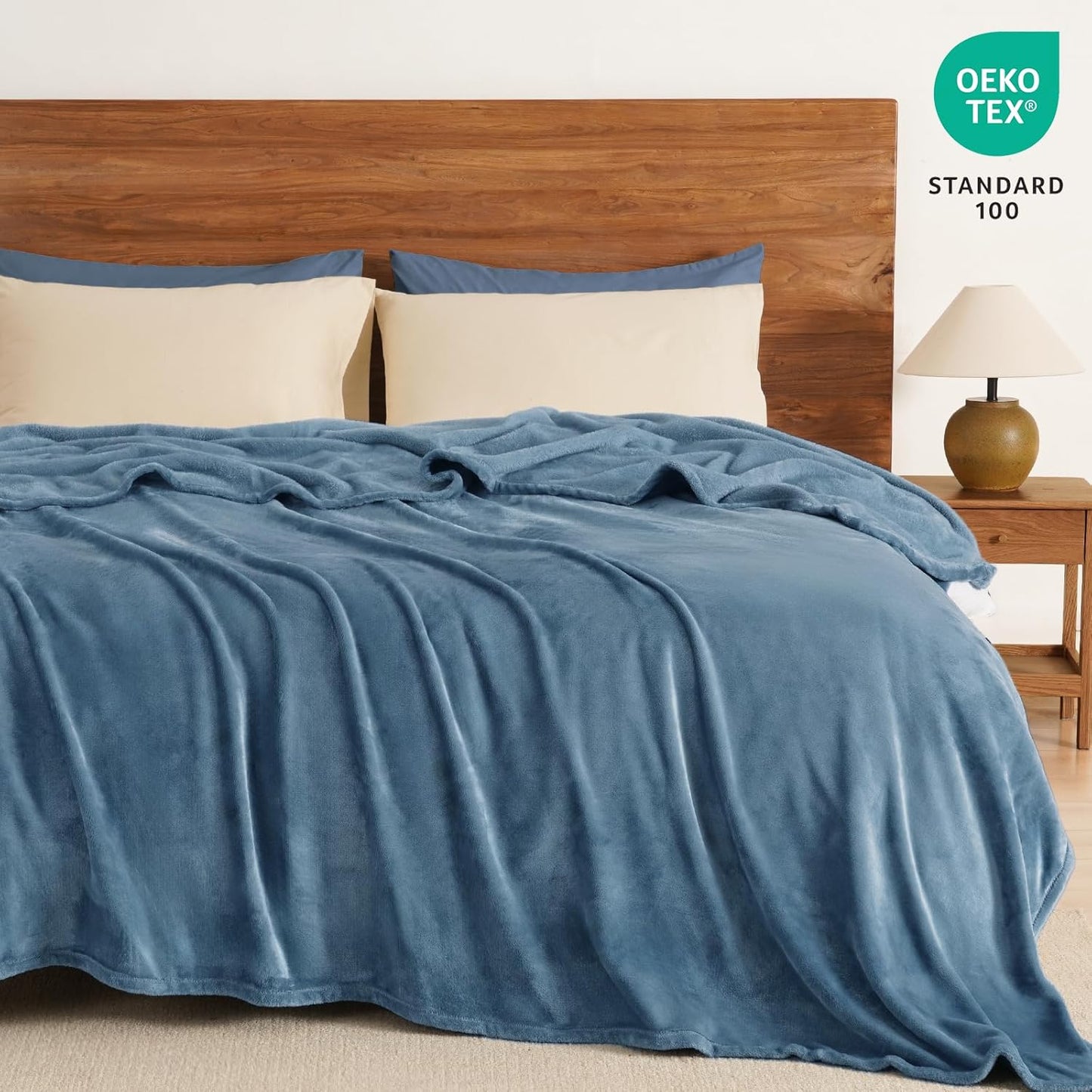 PHF Ultra Soft Fleece Blanket Twin Size, No Shed No Pilling Luxury Plush Cozy 300GSM Lightweight Blanket for Bed, Couch, Chair, Sofa Suitable for All Season, 66" x 90", Captain's Blue