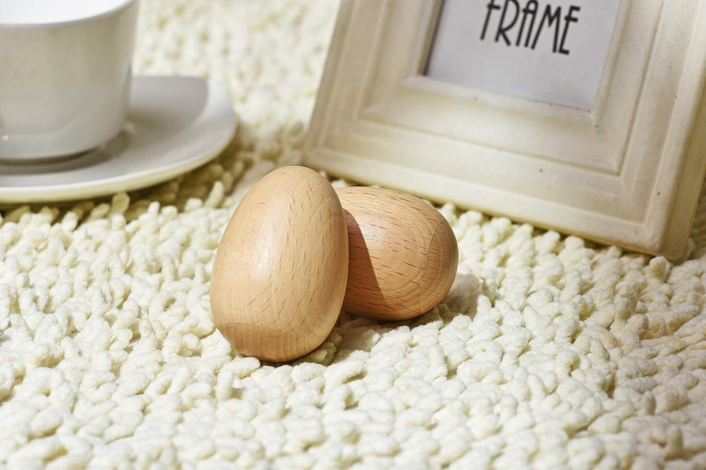 4 PCS Wood Egg Shakers Set, Musical Percussion Instruments, Natural Finish