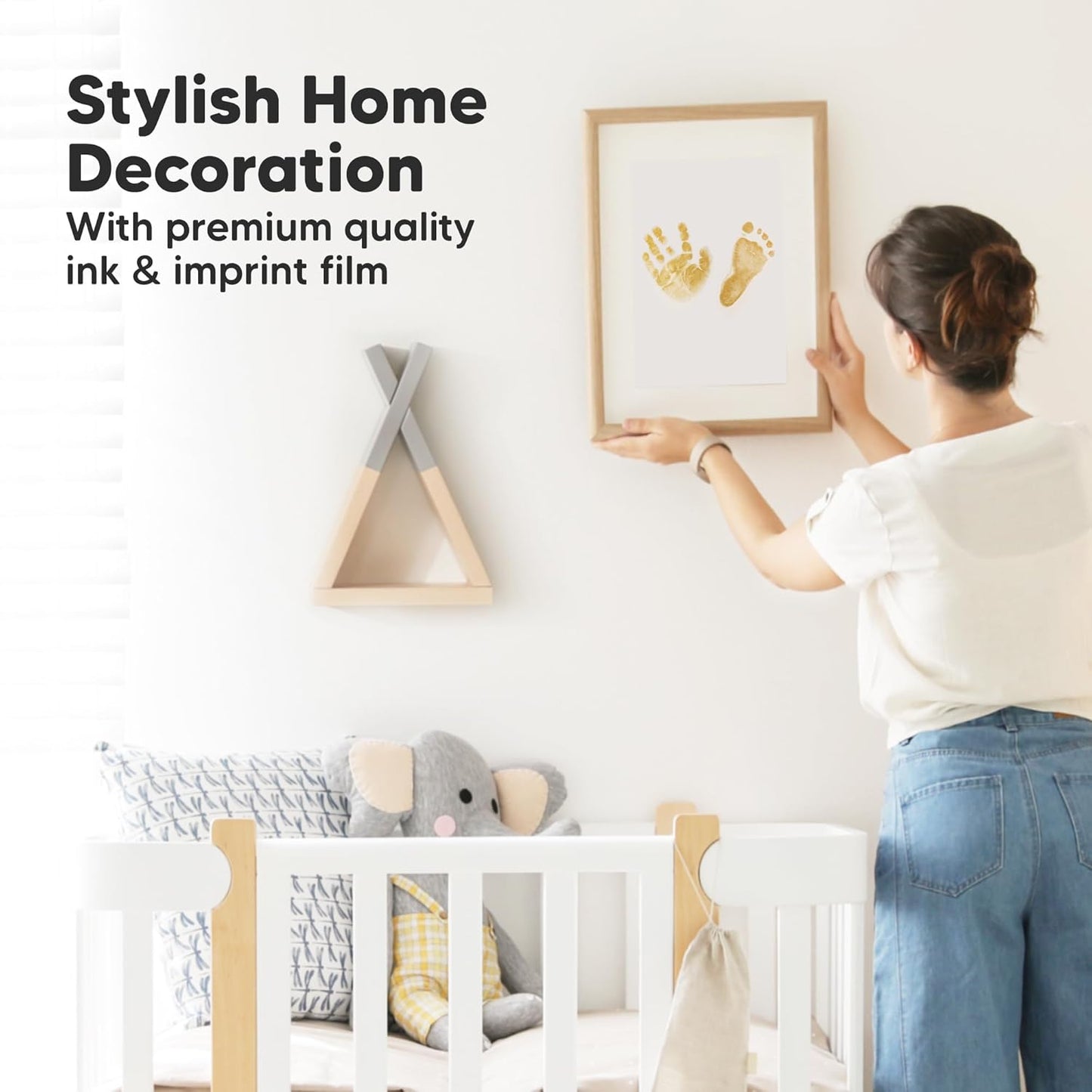 4-Pack Inkless Baby Hand and Footprint Kit - Mess Free Ink Pad for Newborn Keepsake, Dog Nose & Paw Print Kit, Clean Touch Ink Pad for Baby Hand & Footprints, Ideal New Mom Gifts (Gold/Silver, L)