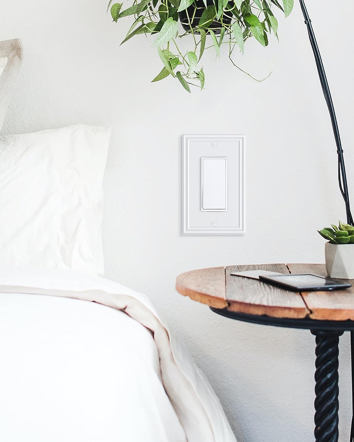 6-Pack Decorator Outlet Cover Plate, White Decorative Switch Plates and Outlet Covers, Durable Zinc Alloy Wall Plates for Electrical Outlets, Receptacle, GFCI Outlet, Dimmer Switch