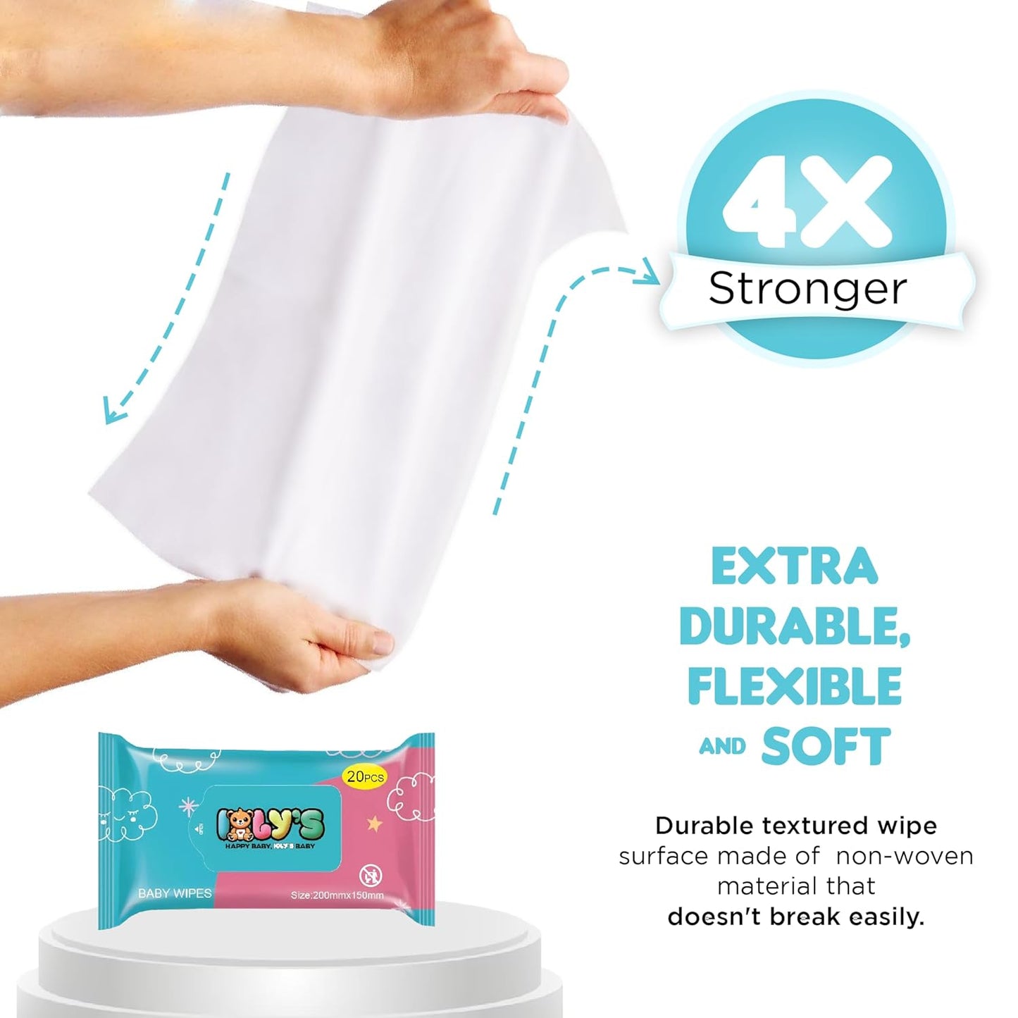 Ioly's Baby Wipes Unscented Wet Wipes 99% Water Based with Aloe Vera Fragrance Free Travel Pack 20 ct Hypoallergenic Water wipes for Sensitive Skin Toallitas HĂșmedas para BebĂ©s Bulk Available