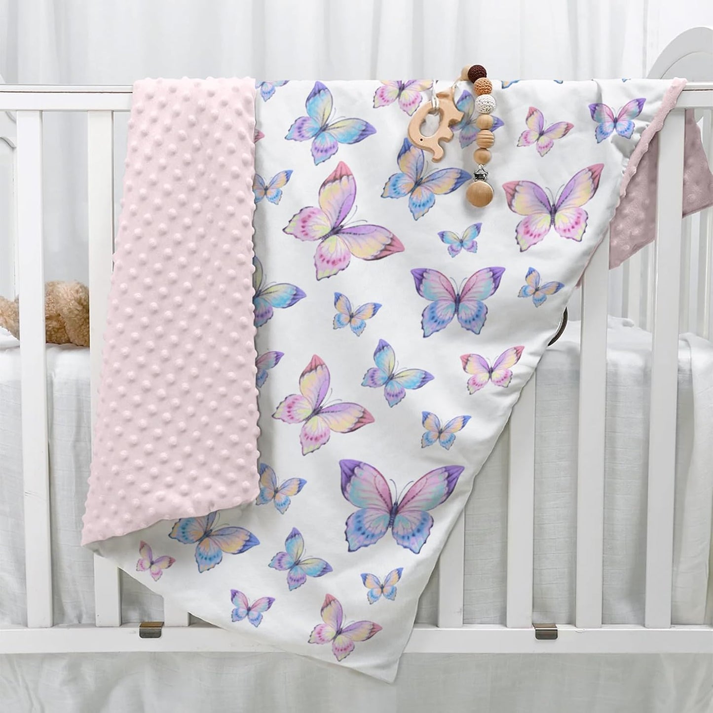 SANDJEST Kid Blankets for Girls 30 x 40 - Kids Throw Minky Blankets with Layer Dotted Backing - Gifts for Birthday Nursery Room Decor