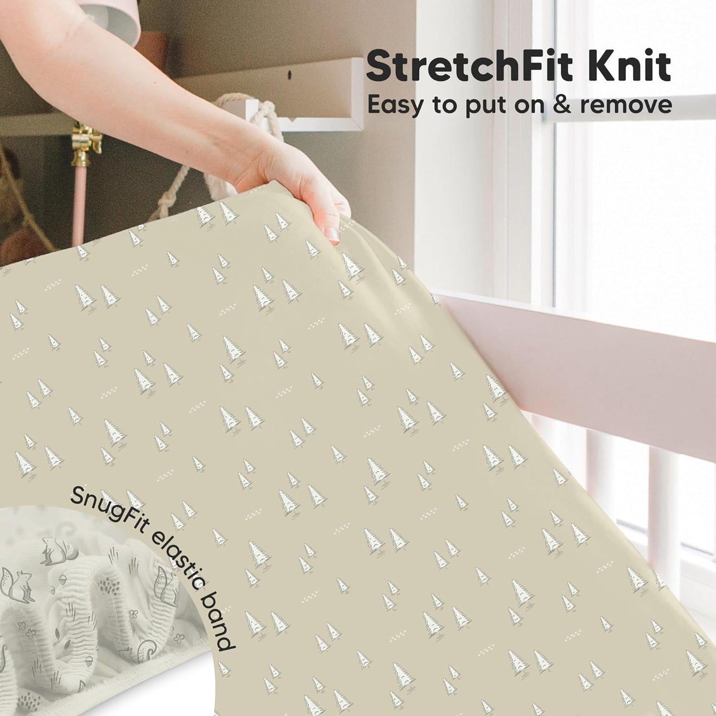 KeaBabies 2-Pack Baby Crib Sheets for Boys, Girls - 52x28 Viscose Derived from Bamboo Toddler Bed Sheets Neutral, Fitted Crib Mattress Cover for Standard Baby Bedding, Soft & Cozy (Pine Grove)