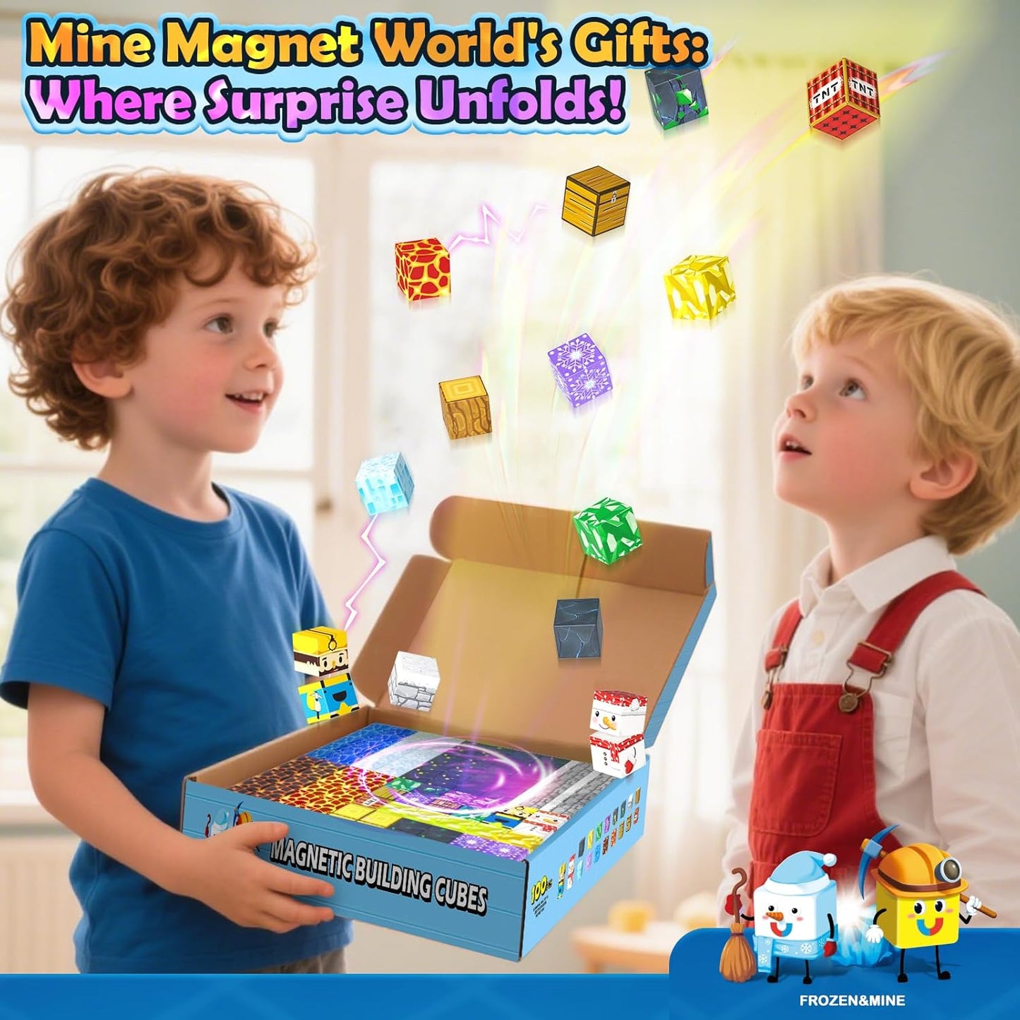 100PCS Large Magnetic Blocks-Build Mine Magnet World Ice Mine Sword Toddlers Toys for Kids Magnet Transparent Building Blocks Sensory Learning Toys for Boys and Girls Ages 3 4 5 6 7 8-12 Birthday Gift