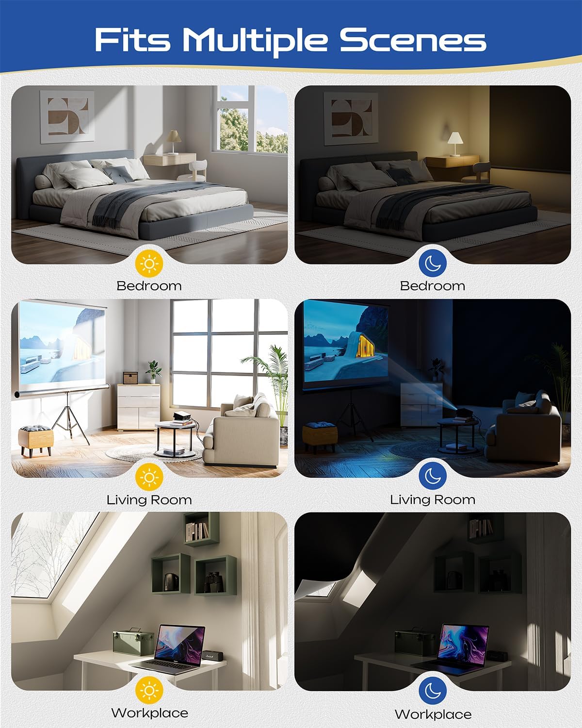 34" W x 60" L 100% Portable Blackout Curtains, Total Darkness No-Drill Black Out Window Cover,Temporary Blackout Shades with Hook & Loop Tape, for Bedroom, Nursery, Dorm, Travel (Black)