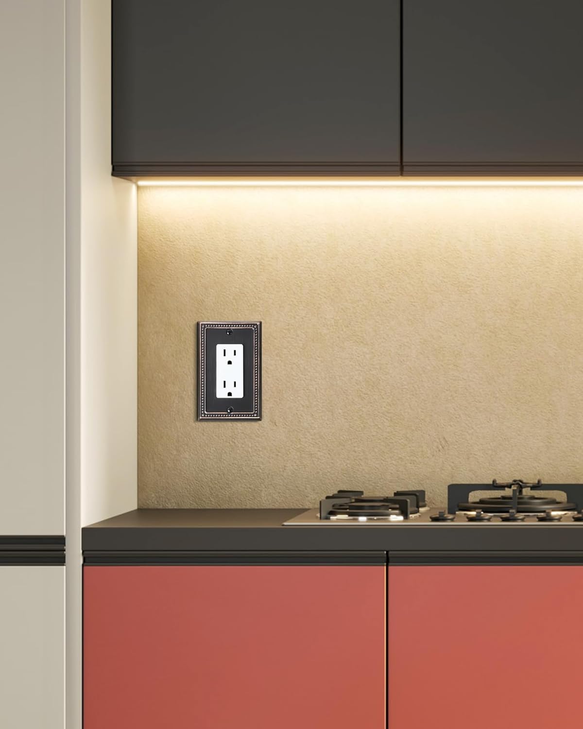 6-Pack Decorator Outlet Cover Plate, Decorative Switch Plates and Outlet Covers, Aged Bronze Metal Wall Plates for Electrical Outlets, Receptacle, GFCI Outlet, Dimmer Switch