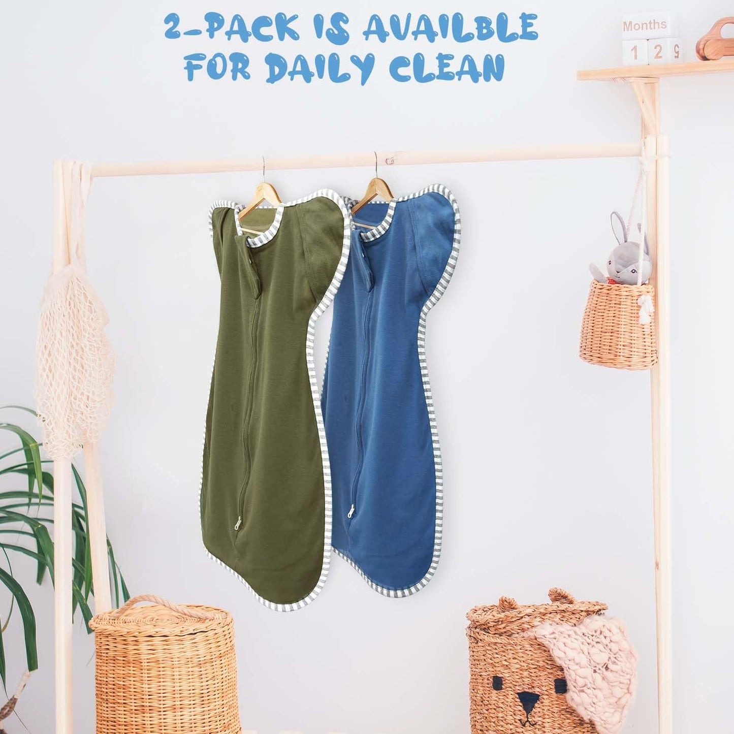 Transitional Swaddle 6-9 Months Baby Wearable Blanket, 2-Pack Infant Sleep Sack Arms up Swaddles with 2-Way Zipper Arms In/Out 100% Cotton 0.8 Tog Baby Transition Swaddle Sack (Large 20-27lbs)