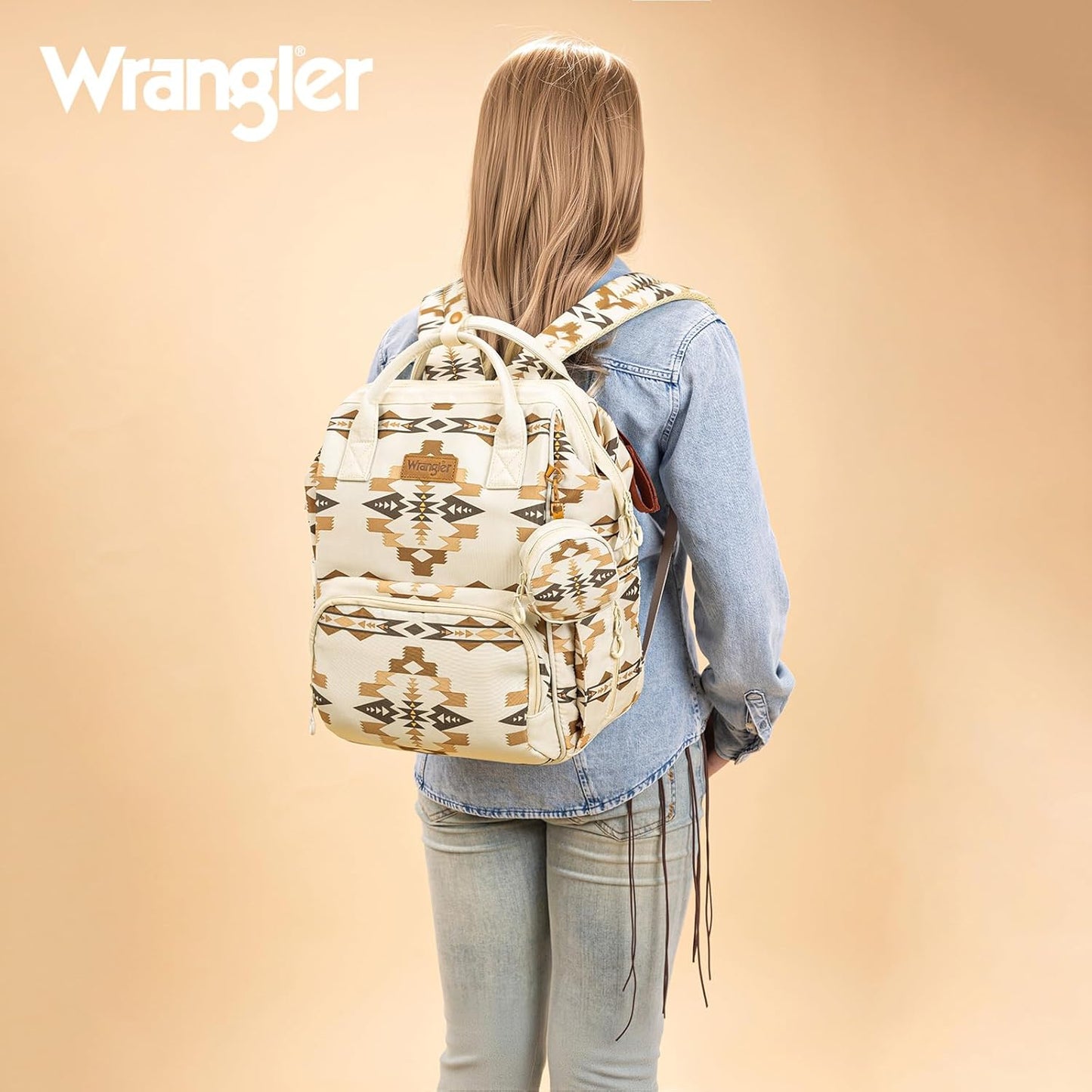 Wrangler Diaper Bag Backpacks Western Backpack Purses Multi-function Baby Bags for Mom with Waterproof Changing Pad & Pacifier Case