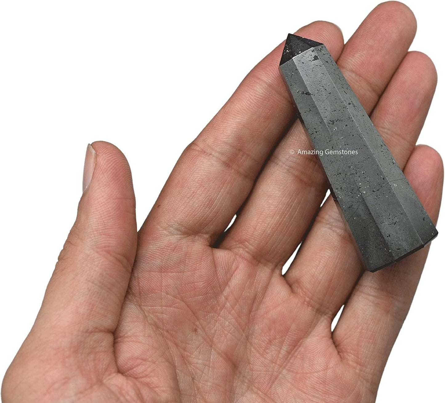 Amazing Gemstone Hematite Crystal Towers - Natural Healing Crystal Point Obelisk for Reiki Healing and Crystal Grid (3 Inch)
