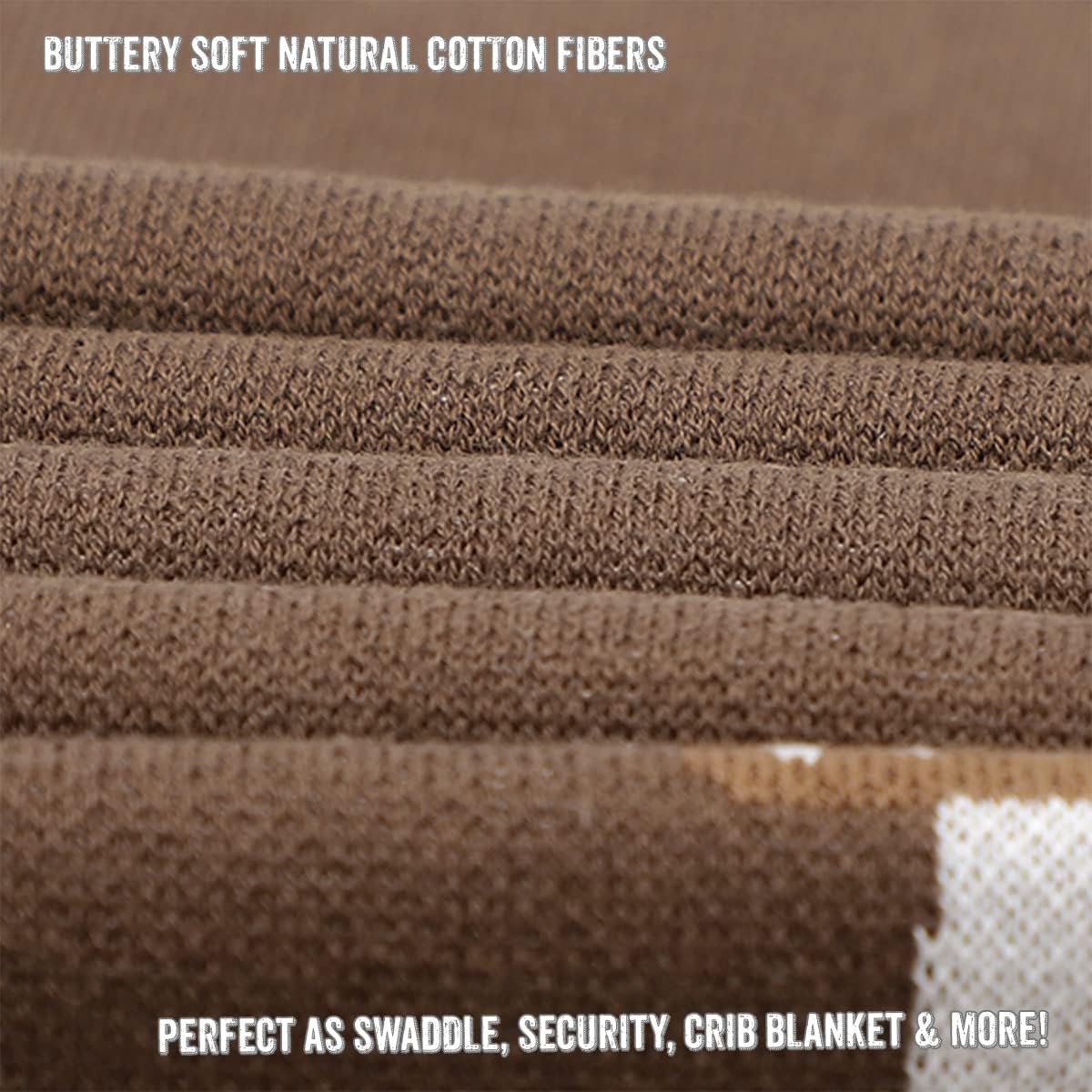 Knit Baby Blanket for Girls and Boys 100% Cotton Buttery Soft Cozy Receiving Swaddle Crib Stroller Blanket for Shower Gift Registry for Newborns, Infants, Toddlers (Mushroom - Mocha)
