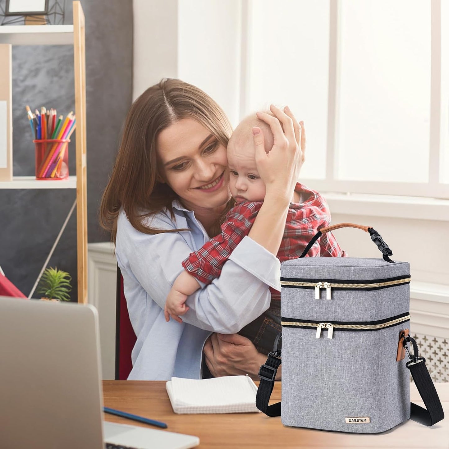 Breastmilk Cooler Bag with Ice Pack Fits 6 Baby Bottles Up to 9 Ounce