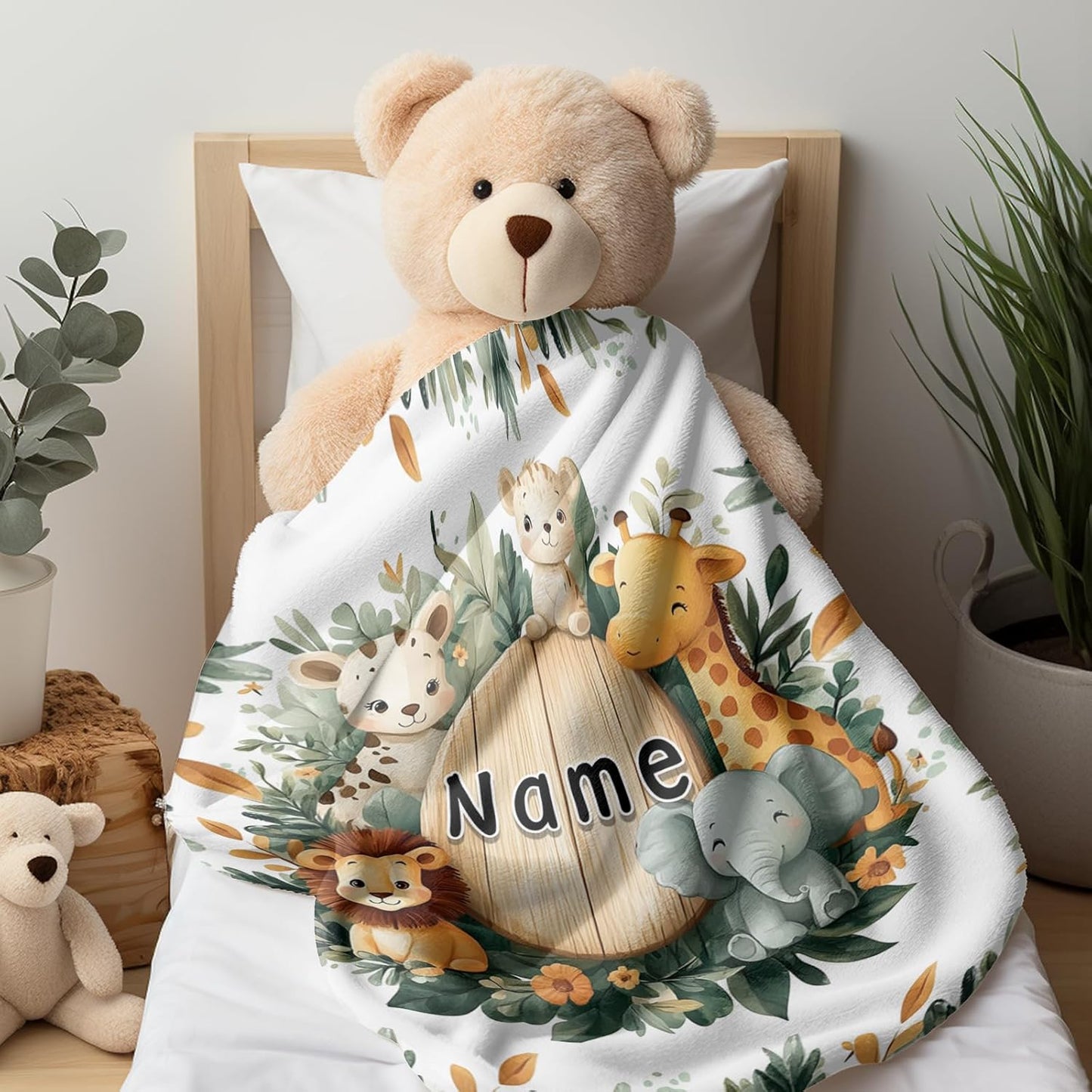 Ship Next Day, Personalized Baby Blanket - Printed in USA, Custom Baby Blanket with Name, Customized Animal Blankets for Boys & Girls, Soft Cozy Receiving Blankets for Toddlers, Stroller Decor Throw
