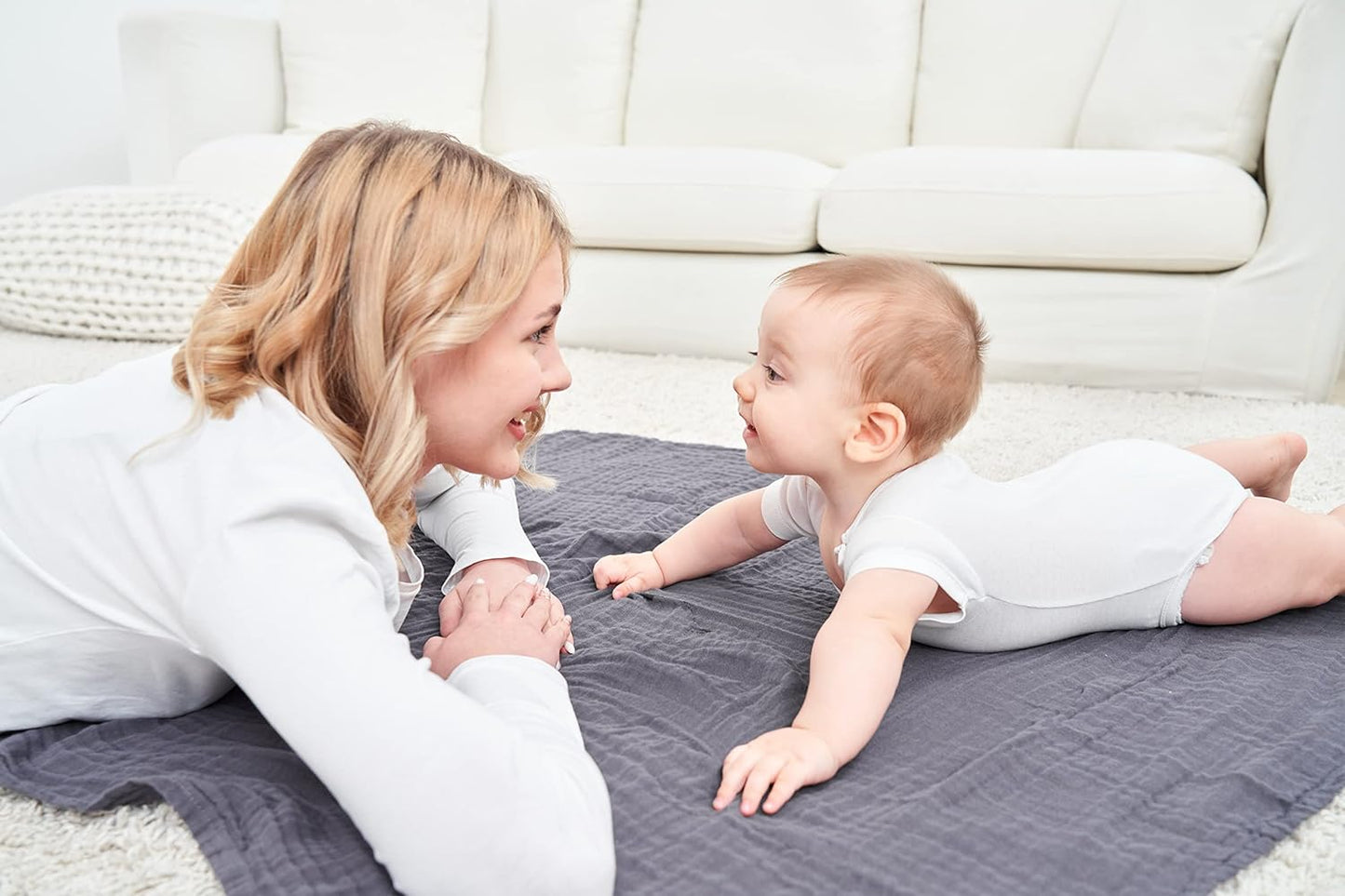 Baby Muslin Swaddle Blankets for Boys and Girls,4-Pack Breathable and Skin-Friendly,Wrap Soft Silky Cotton Muslin Swaddle Blankets/Atrovirens/Green/Apricot White/Grey…