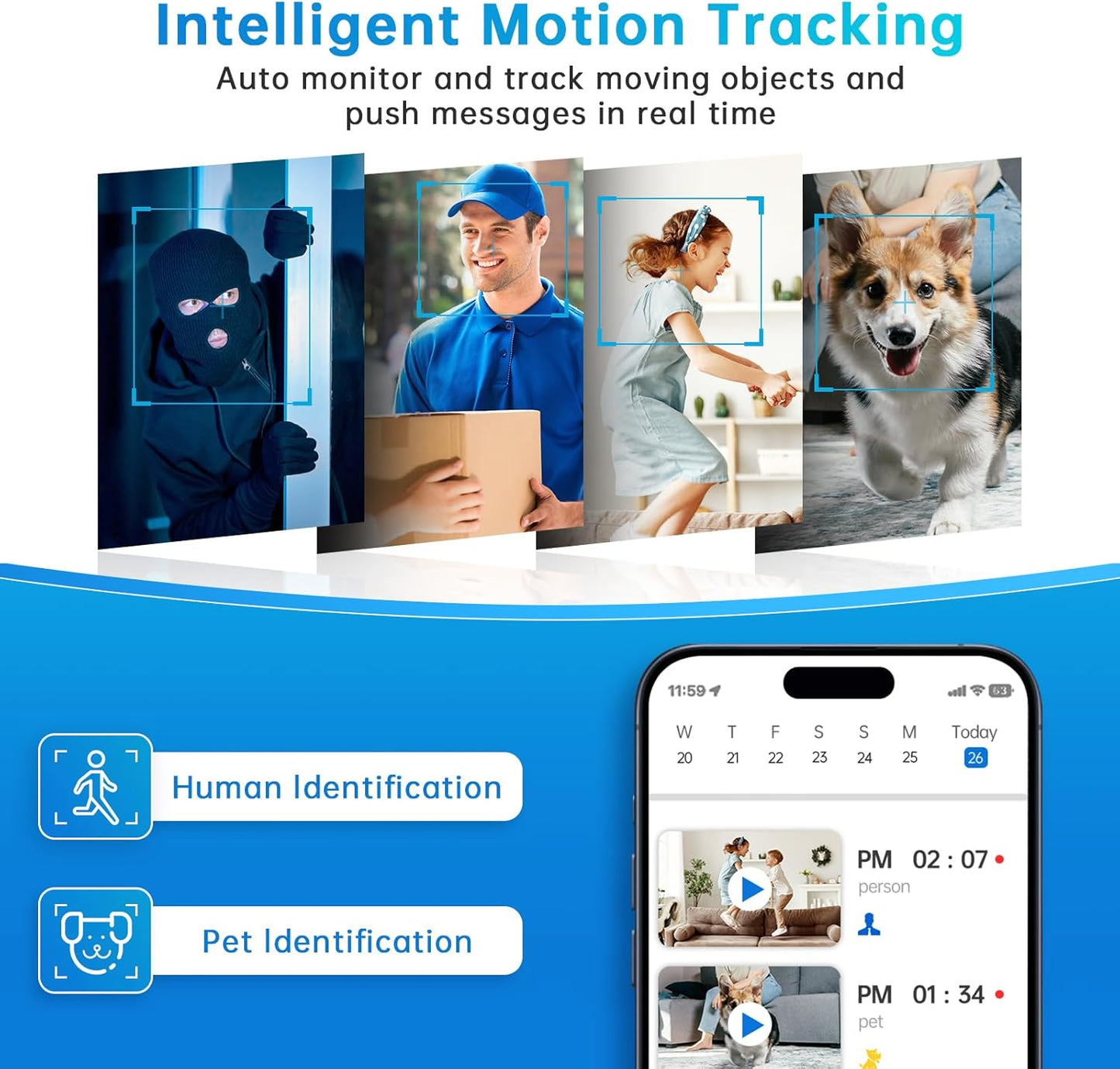 Indoor Security Camera, 5G&2.4G WiFi Security Cameras Indoor for Home Security, Pan/Tilt Baby Monitor/Dog/Pet Camera with Phone App Motion Sensor & Night Vision. TF/CloudStorage (2Pack)