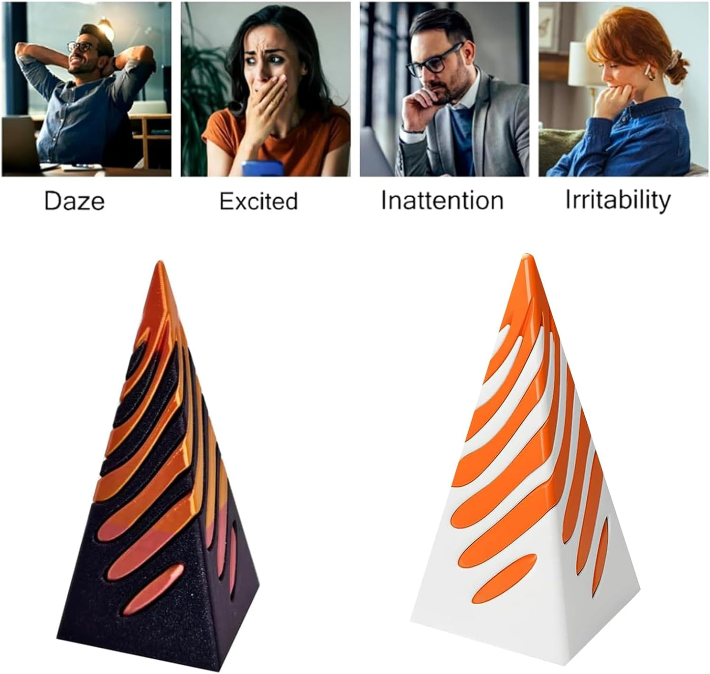Impossible Pyramid Passthrough Sculpture,Pyramid Passthrough Sculpture-3D Printed Spiral Cone Toy Pyramid Decor Home Desktop Fidget Toys for Adults with Anxiety (Orange) (White Orange)
