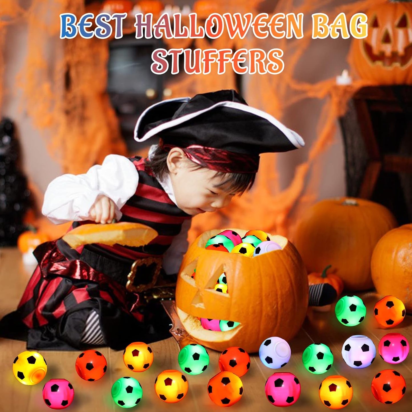 12PCS Party Favors Soccer Stress Ball Fidget Toys for Kids Soccer Ball Fidget Spinners Goodie Bag Stuffers for Kids Light Up Football Birthday Party Favors Return Gifts for Classroom Prize