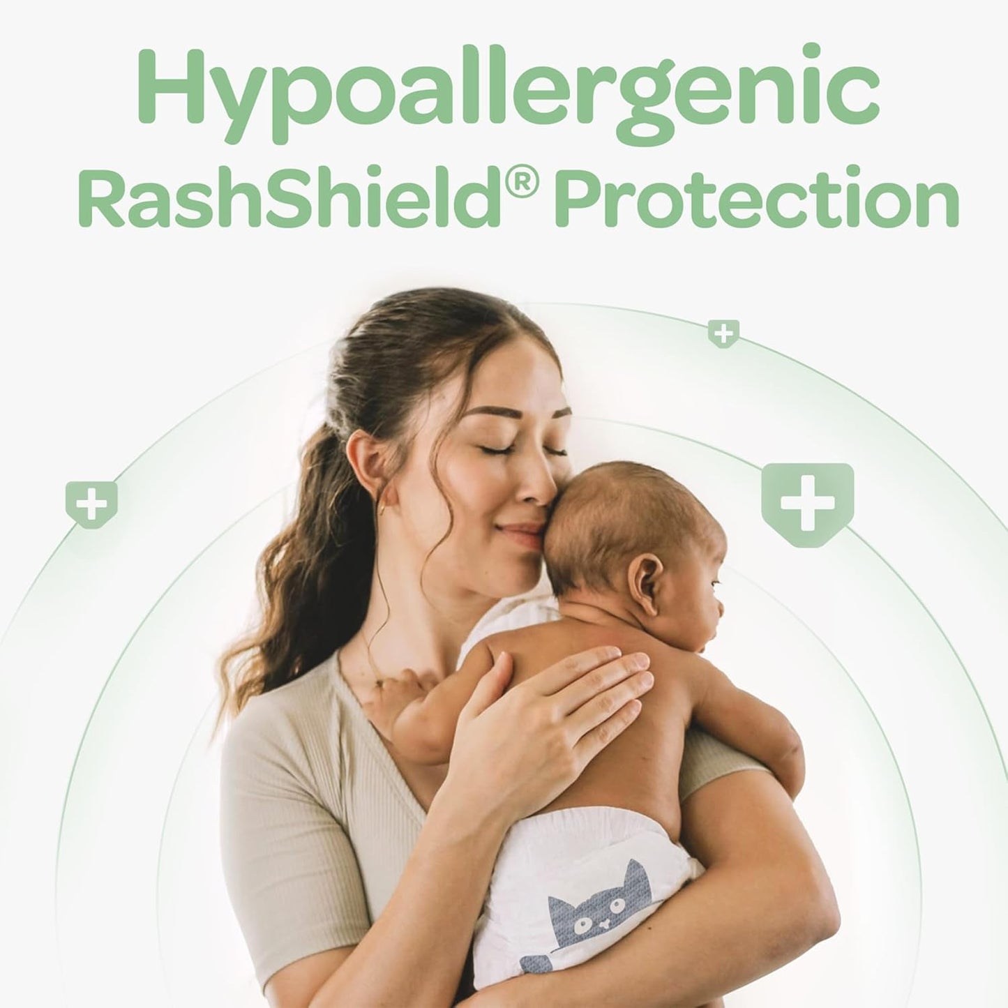 Parasol Clear+Dry Disposable Diapers, RashShield Protection and Leak-Control Fit, Hypoallergenic Diapers, Size 4 (20-32 lbs), 216 Count