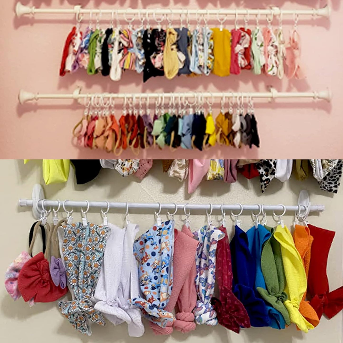 40 Pack White Curtain Rings with Clips, Curtain Hooks Hangers Clip Rings for Hanging Drapes Bows Hat, Drapery Rings 1.26 in I D, Fits up to 1 in Diameter Curtain Rod.