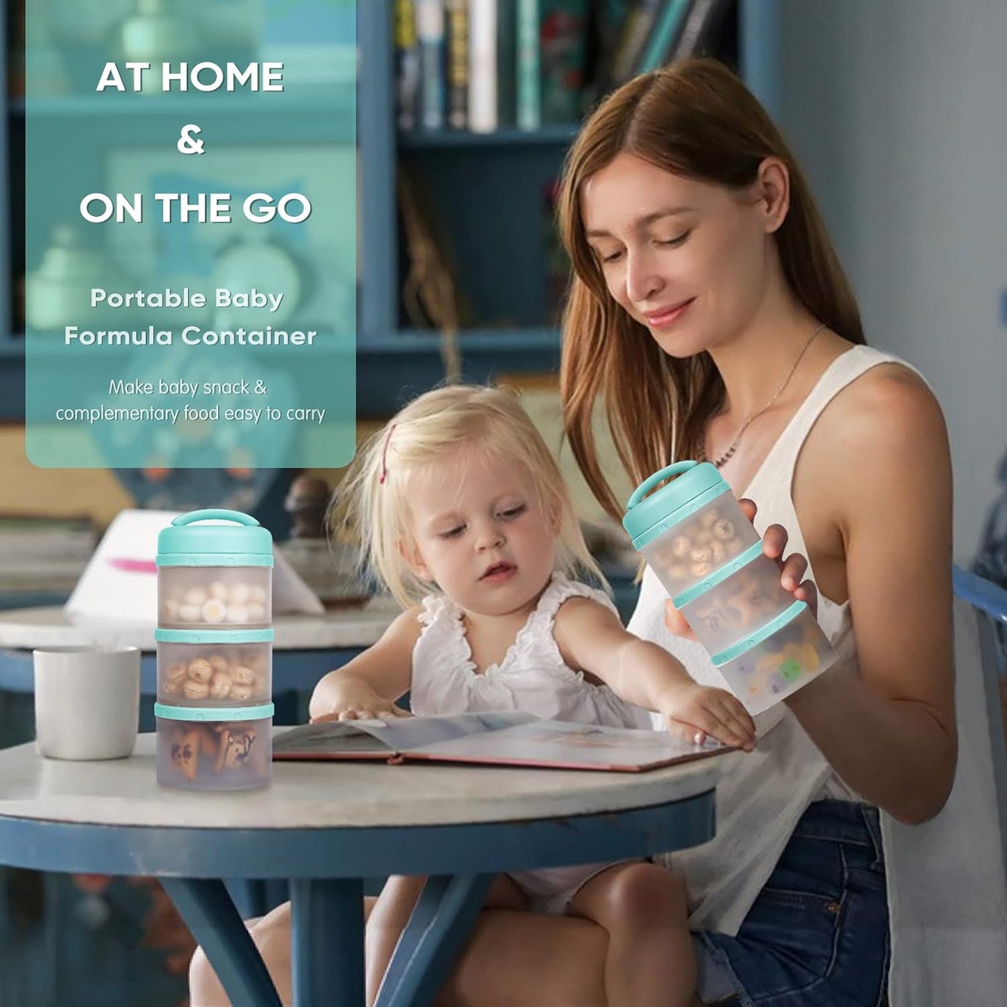 Termichy Stackable Formula Dispenser Portable Milk Powder Container, 2 Pack, Mint