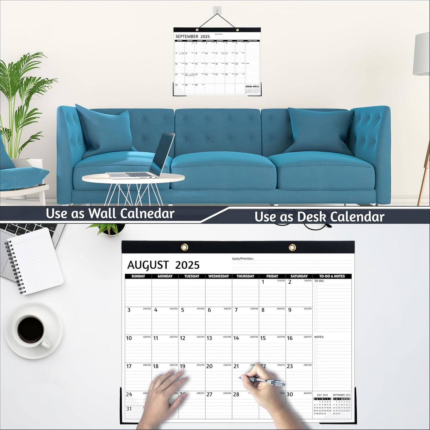 2026 Desk Calendar β Large Desk Calendar 2026, 22'' x 17'', Jan 2026 - Dec 2026, 2026 Desk/Wall Calendar with Desk Pad, To-do Lists, Ruled Blocks, Corner Protectors